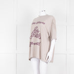 Acne Studios Grey Embroidered Slogan Oversized T-Shirt