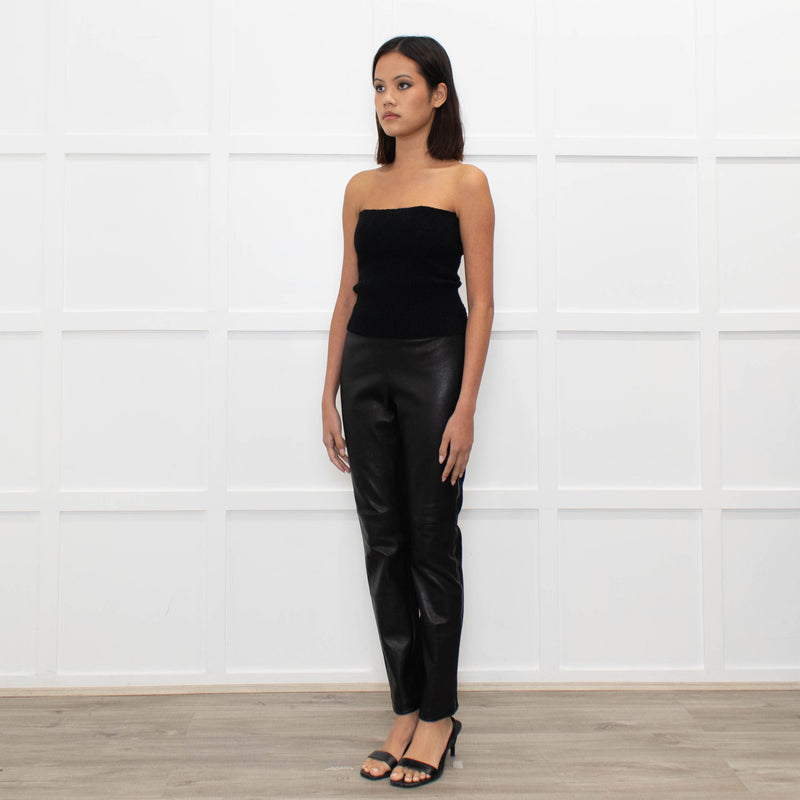 Joseph Black Leather and Gabardine Leggings