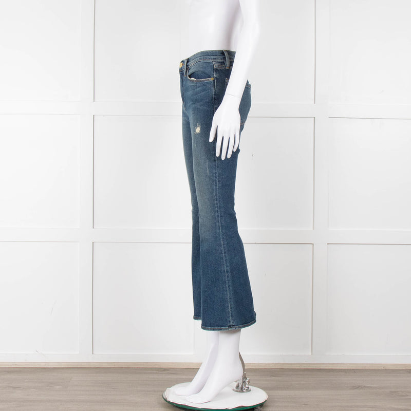 Frame Blue Denim Flared Cropped Jeans