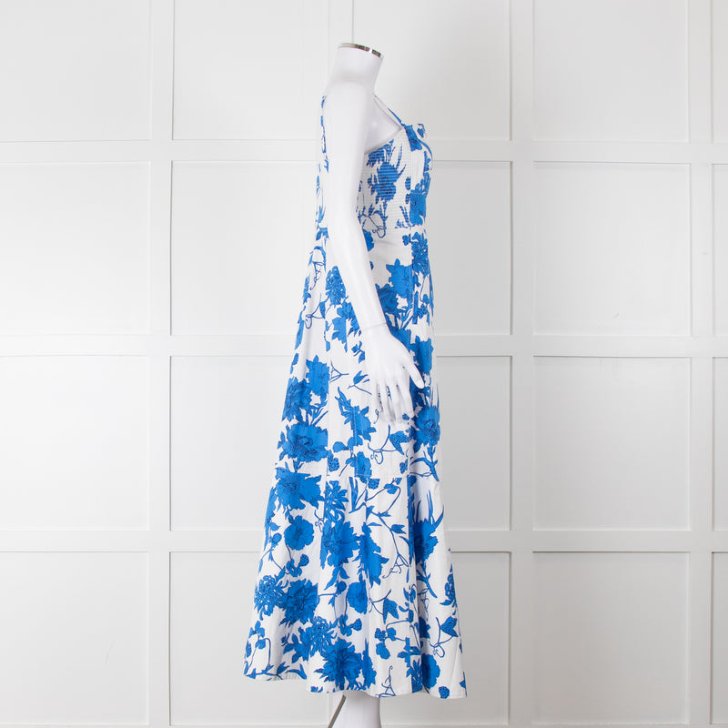 Me + Em Scribbled  Blue & White Flower Print Strappy Dress