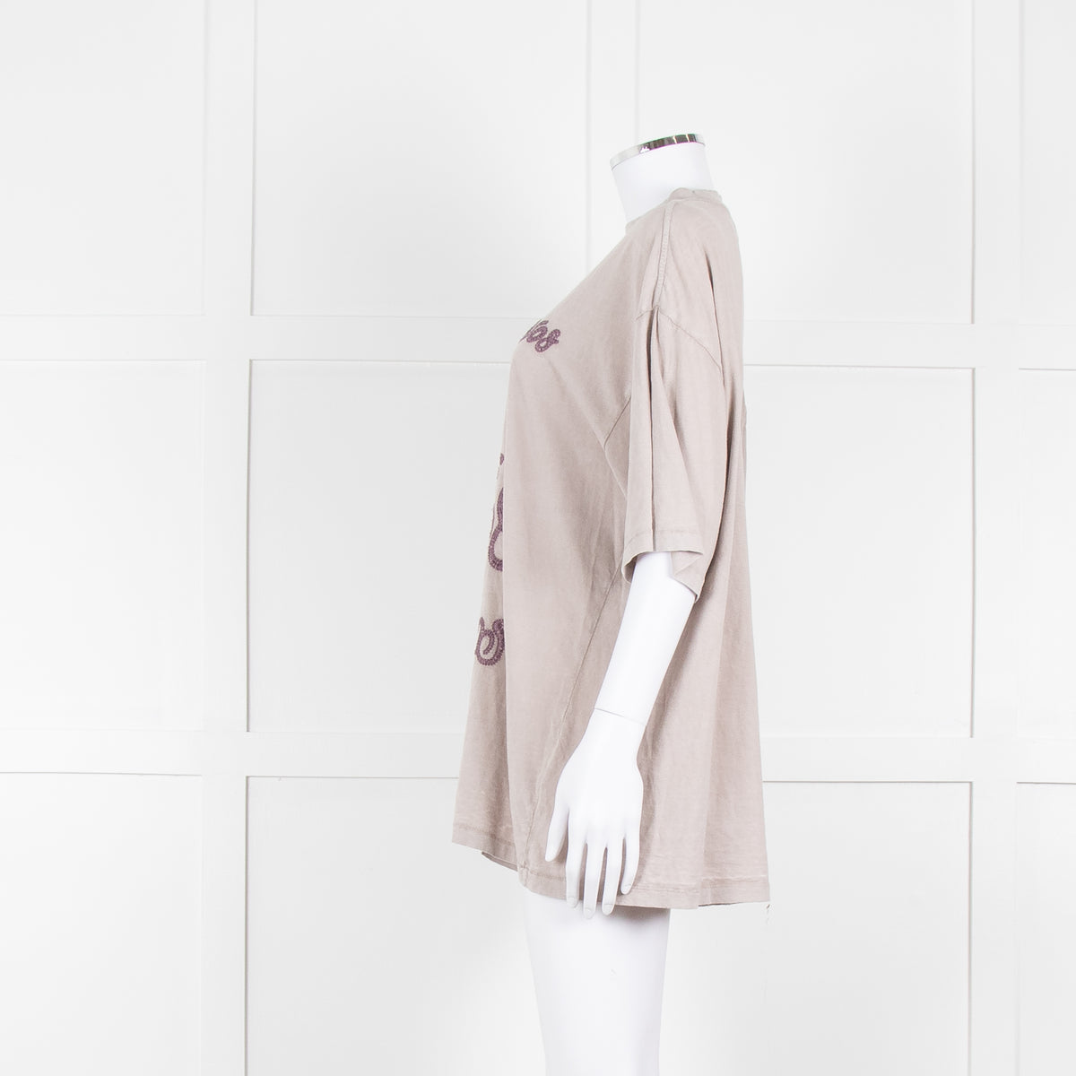 Acne Studios Grey Embroidered Slogan Oversized T-Shirt