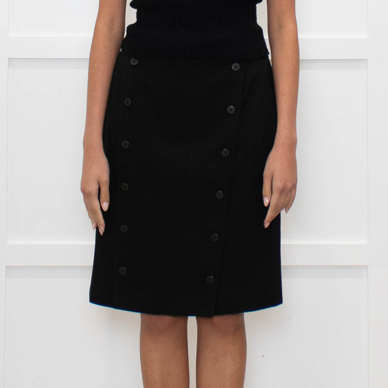 Burberry Black Button Up Pencil Skirt
