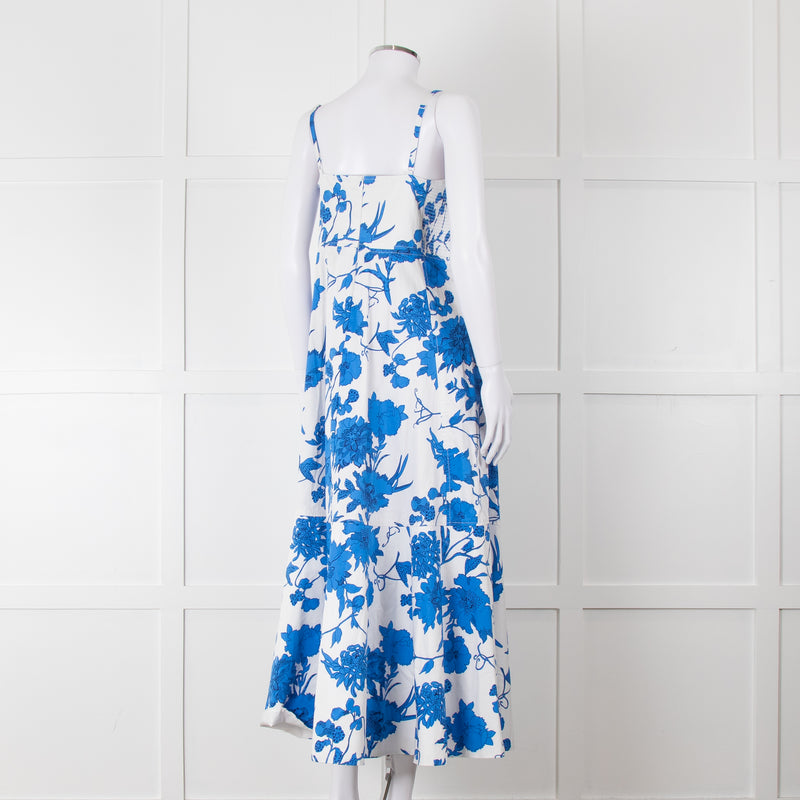Me + Em Scribbled  Blue & White Flower Print Strappy Dress