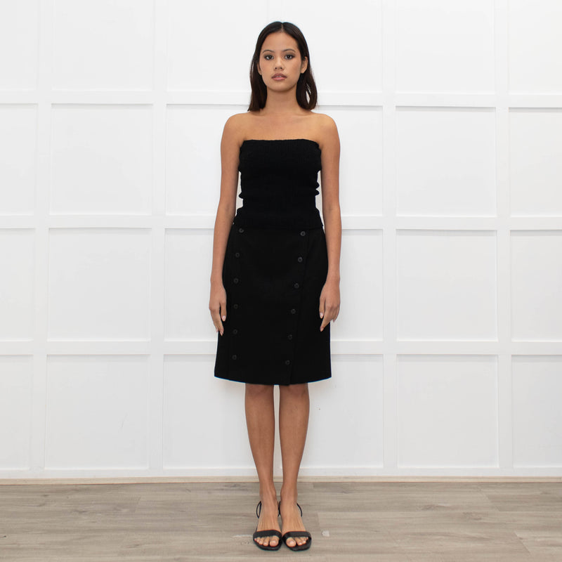 Burberry Black Button Up Pencil Skirt