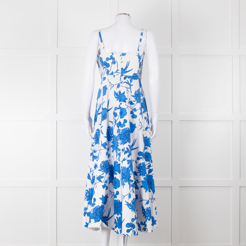 Me + Em Scribbled  Blue & White Flower Print Strappy Dress