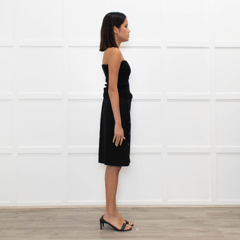 Burberry Black Button Up Pencil Skirt