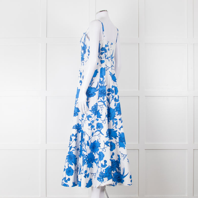 Me + Em Scribbled  Blue & White Flower Print Strappy Dress