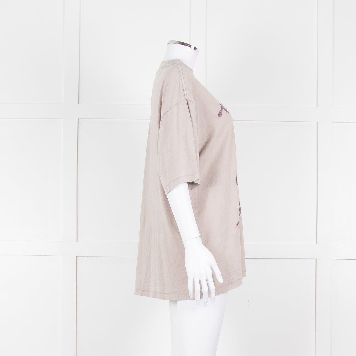 Acne Studios Grey Embroidered Slogan Oversized T-Shirt