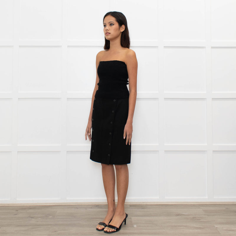 Burberry Black Button Up Pencil Skirt
