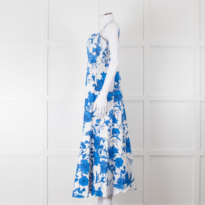 Me + Em Scribbled  Blue & White Flower Print Strappy Dress