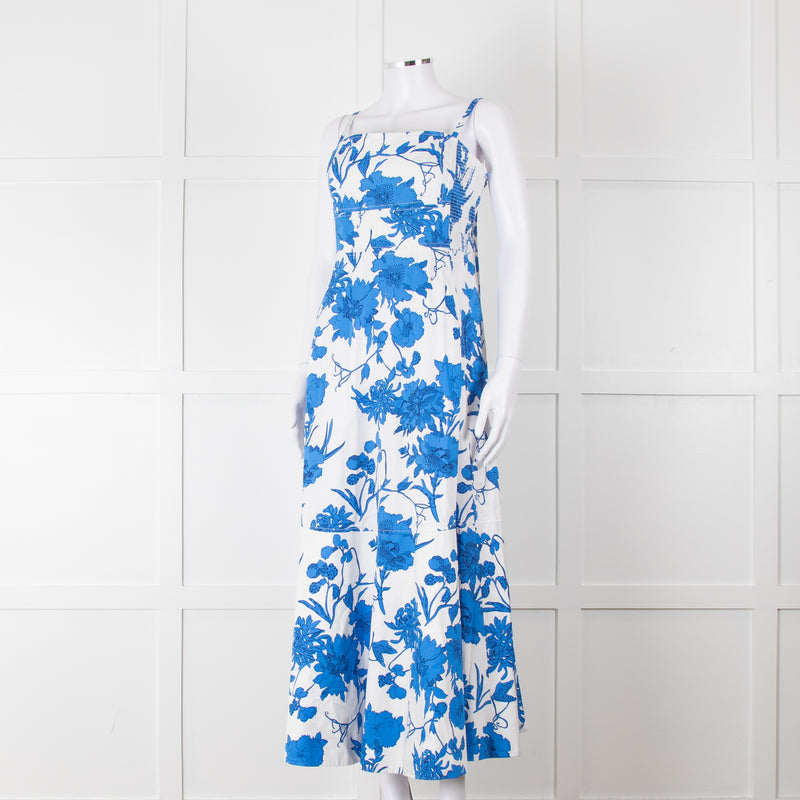 Me + Em Scribbled  Blue & White Flower Print Strappy Dress