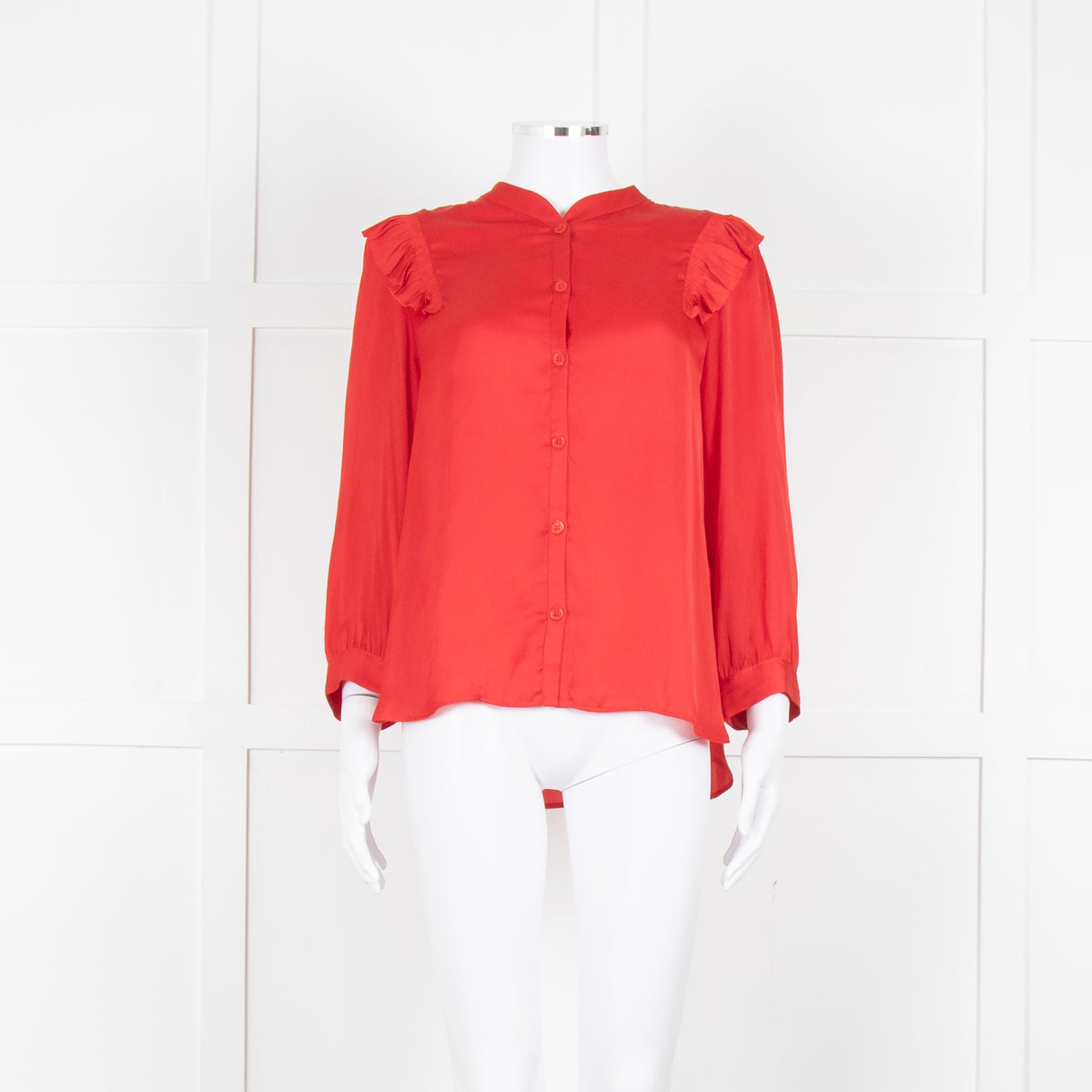 Zadig & Voltaire Red Frill Detail Satin Shirt