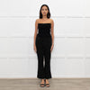 High Black Denim Flared Trousers