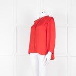 Zadig & Voltaire Red Frill Detail Satin Shirt