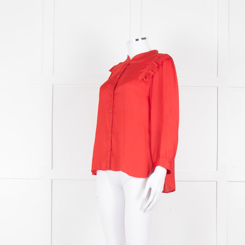 Zadig & Voltaire Red Frill Detail Satin Shirt