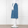 M.i.h Jeans Blue Denim Silver Front Button Detail Midi Skirt