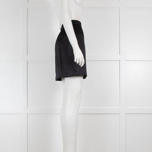 Tom Ford Black Stretch Silk Satin Mini Skirt with Logo Waistband