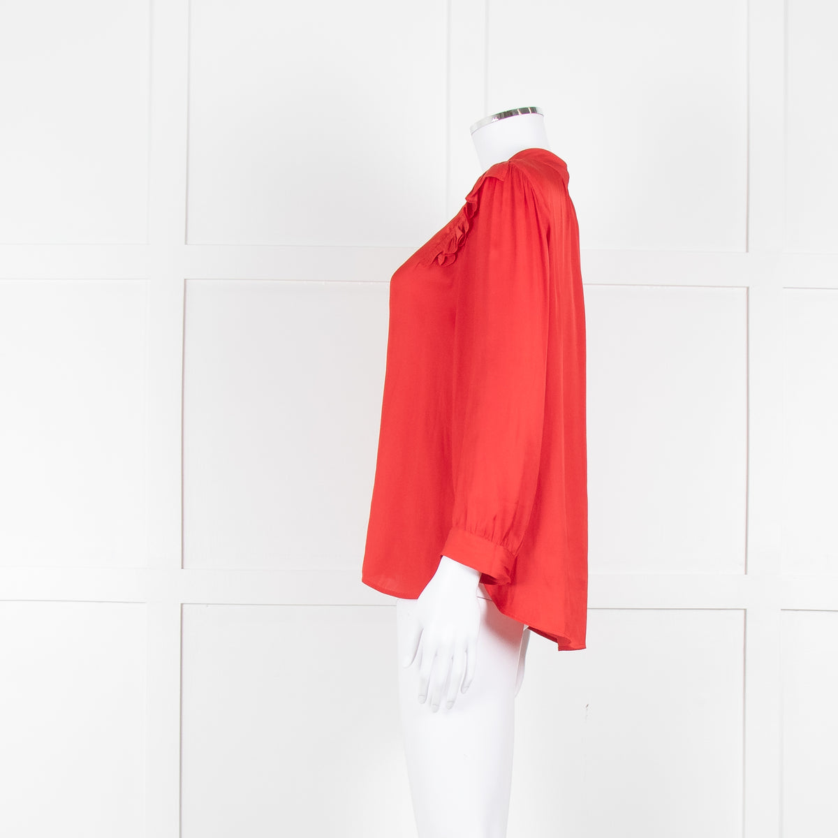 Zadig & Voltaire Red Frill Detail Satin Shirt