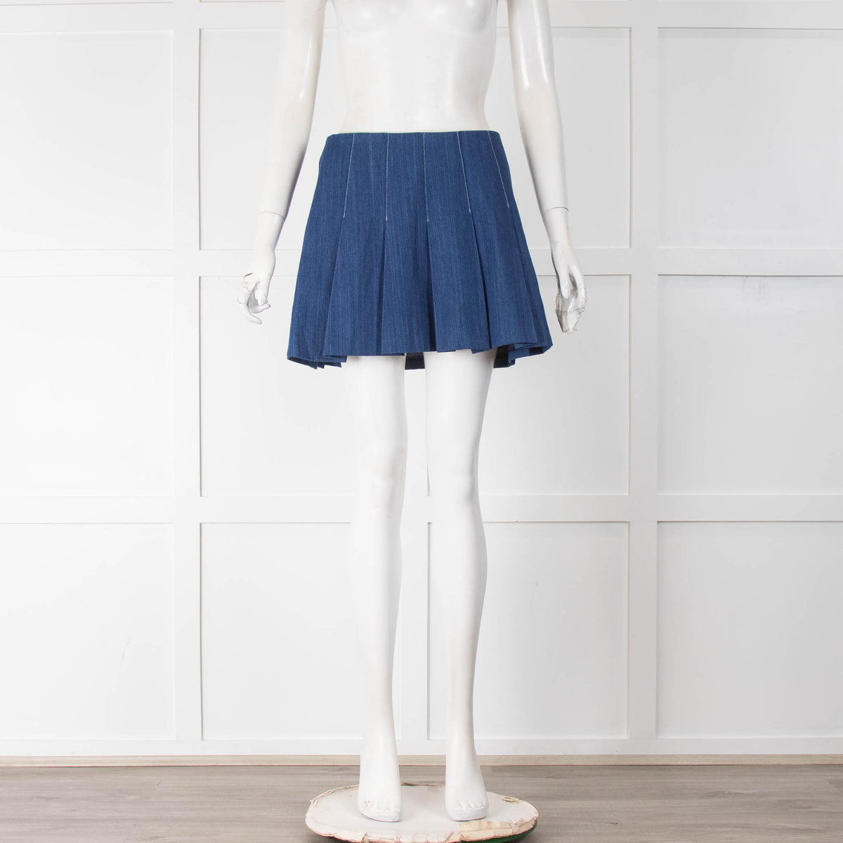 The Frankie Shop Chambray Pleated Mini Skirt