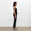 High Black Denim Flared Trousers