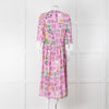 Marni Pink Silk Patterned Dress With White Cuffs