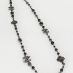 Chanel Gunmetal Silver Pearl Diamante CC Long Necklace