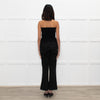 High Black Denim Flared Trousers