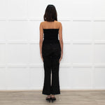High Black Denim Flared Trousers