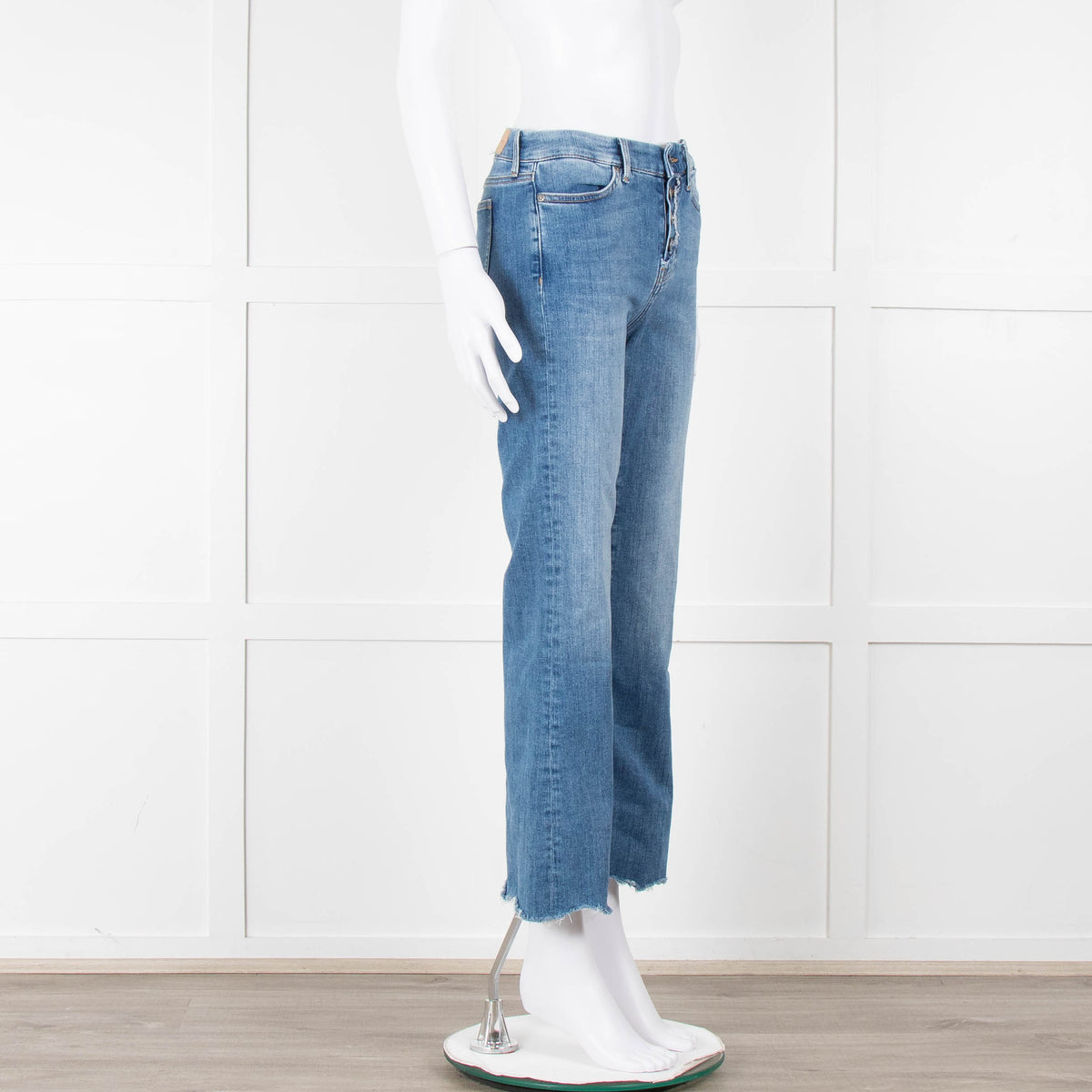 M.i.h Jeans Blue Denim Frayed Detail Flared Leg Jeans