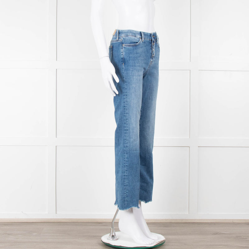 M.i.h Jeans Blue Denim Frayed Detail Flared Leg Jeans
