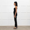 High Black Denim Flared Trousers