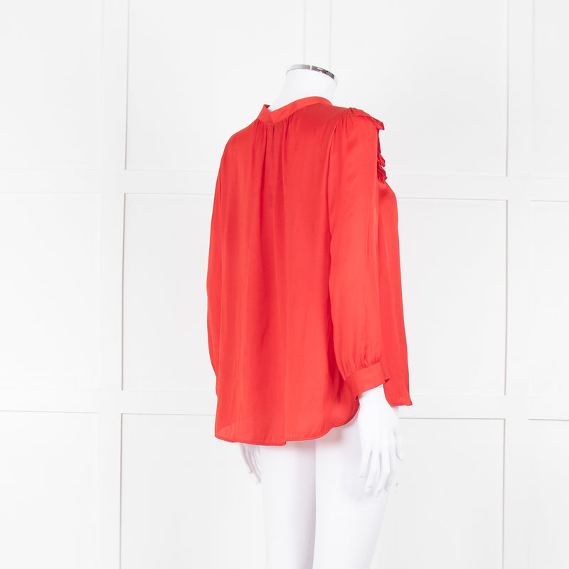 Zadig & Voltaire Red Frill Detail Satin Shirt