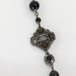 Chanel Gunmetal Silver Pearl Diamante CC Long Necklace