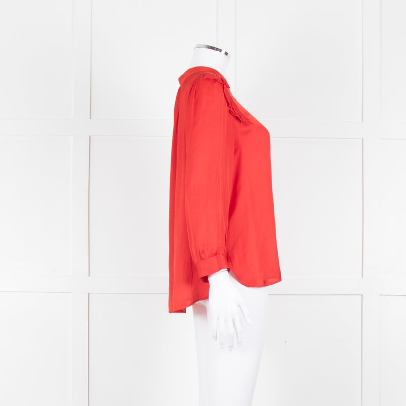 Zadig & Voltaire Red Frill Detail Satin Shirt