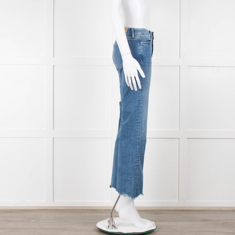 M.i.h Jeans Blue Denim Frayed Detail Flared Leg Jeans