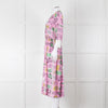 Marni Pink Silk Patterned Dress With White Cuffs
