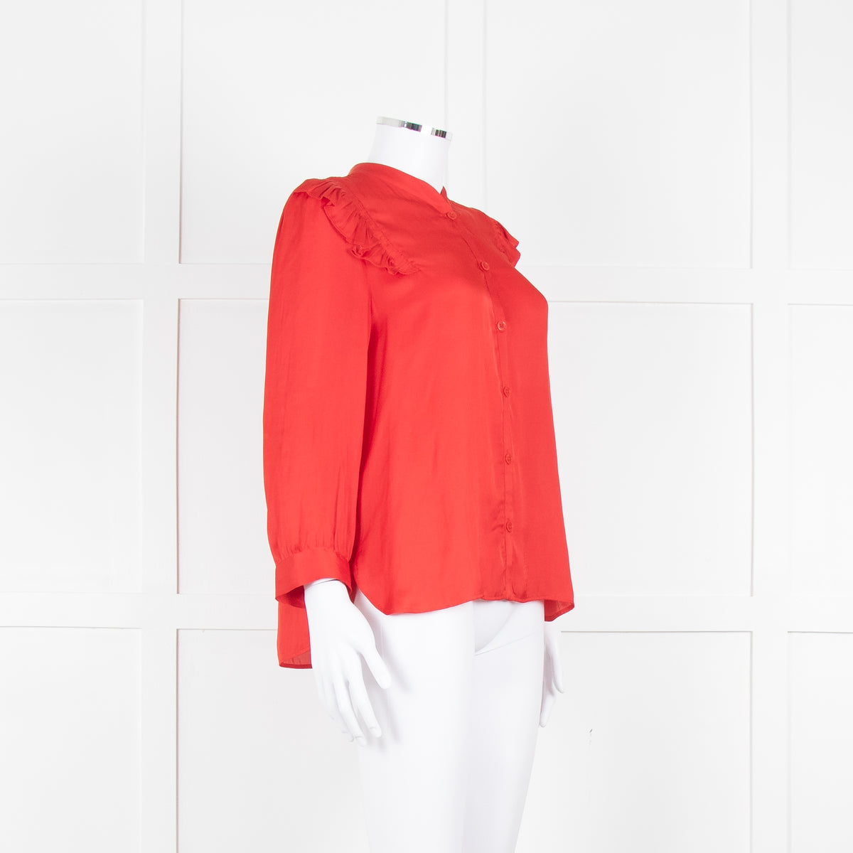 Zadig & Voltaire Red Frill Detail Satin Shirt