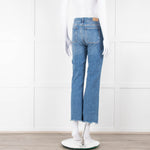 M.i.h Jeans Blue Denim Frayed Detail Flared Leg Jeans