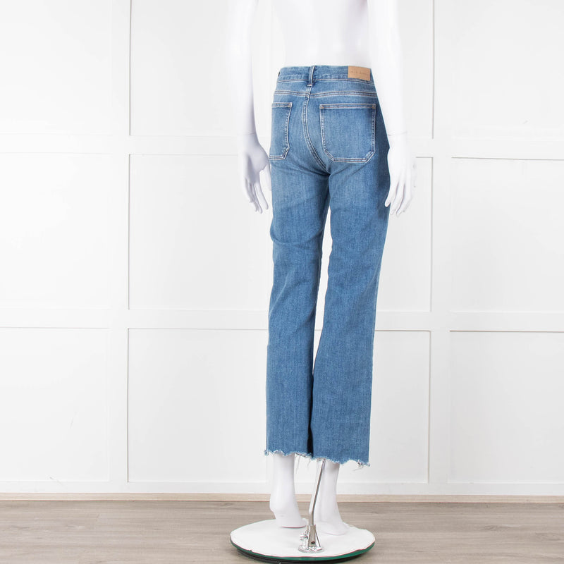 M.i.h Jeans Blue Denim Frayed Detail Flared Leg Jeans