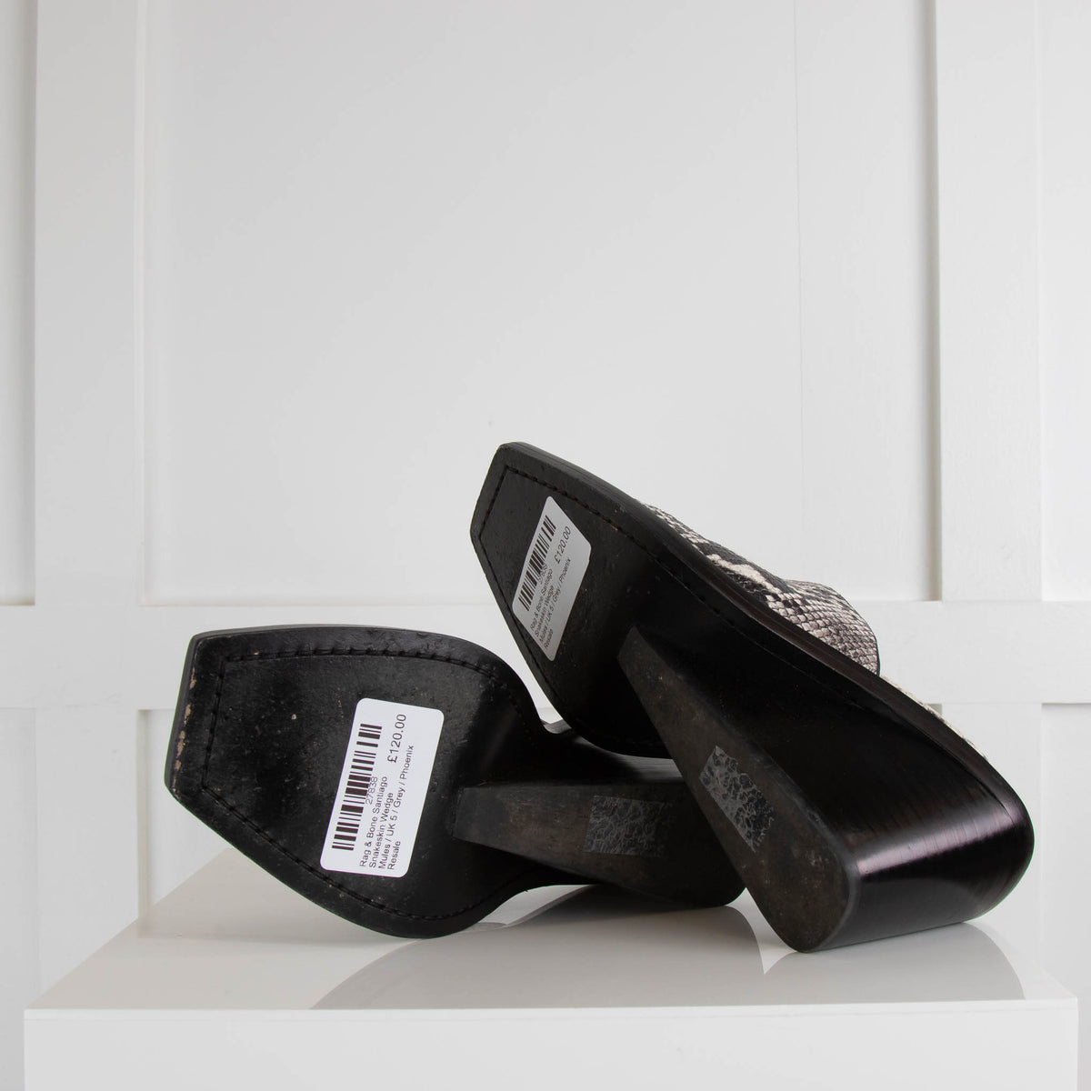 Rag & Bone Santiago Snakeskin Wedge Mules