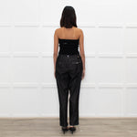 High Dark Denim High Waisted Trousers
