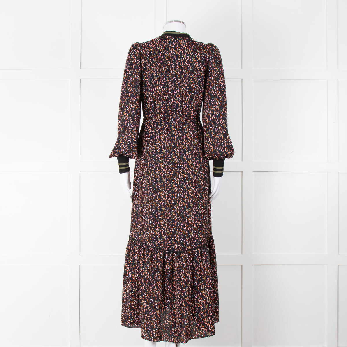 Me + Em Black Zip Front Dress With Multi Colour pattern