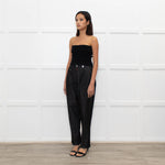 High Dark Denim High Waisted Trousers