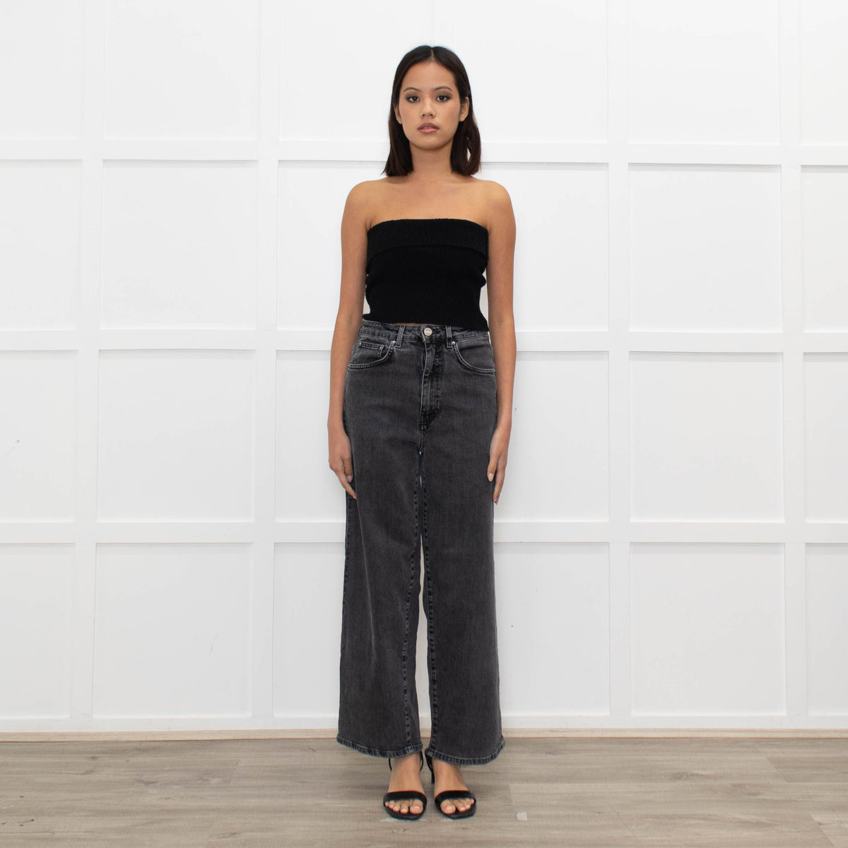 Toteme Black Washed Wide Leg Jeans