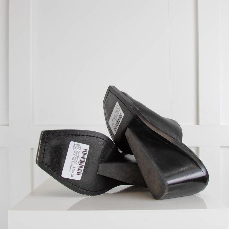 Rag & Bone Santiago Black Leather Wedge Mules