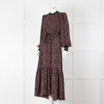 Me + Em Black Zip Front Dress With Multi Colour pattern