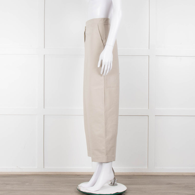 Sarah Pacini Beige Wide Leg Trousers