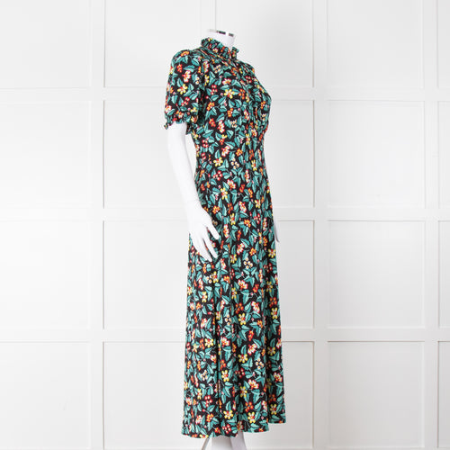 Cefinn Irina Bias Cut Black Multi Maxi Dress