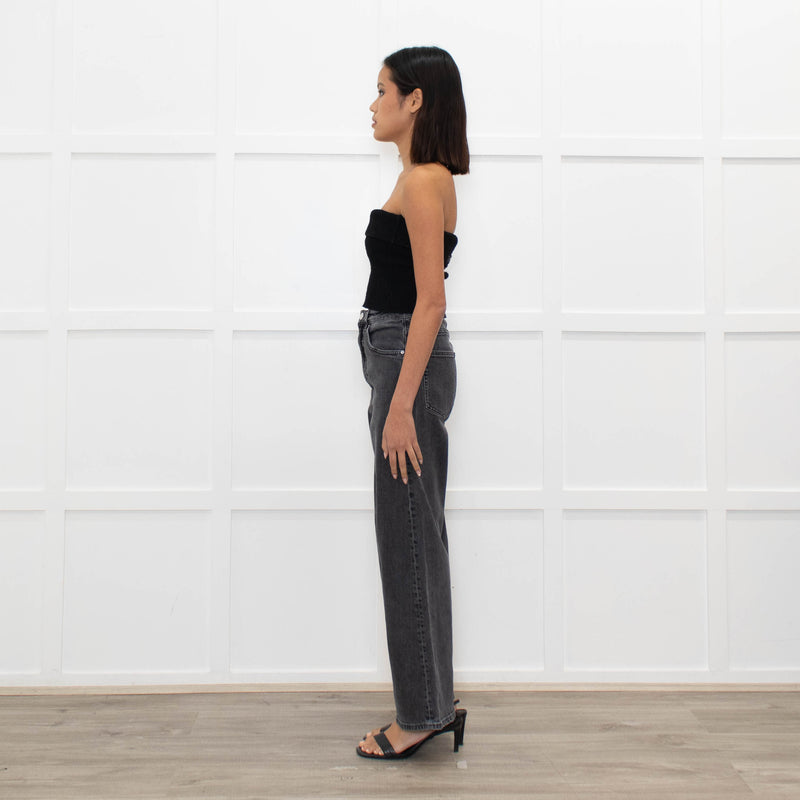 Toteme Black Washed Wide Leg Jeans
