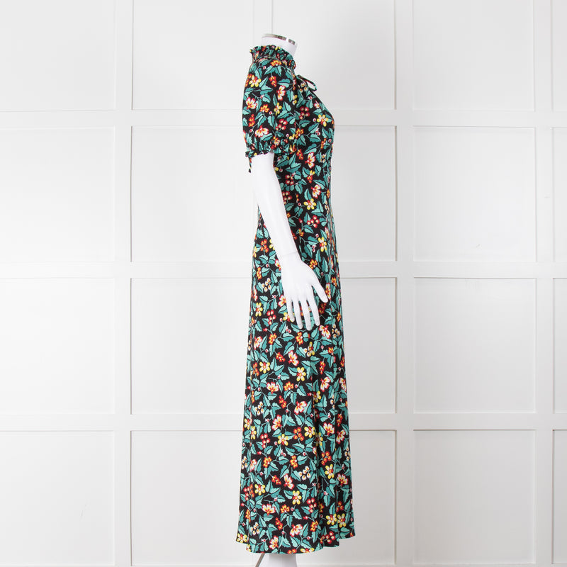 Cefinn Irina Bias Cut Black Multi Maxi Dress